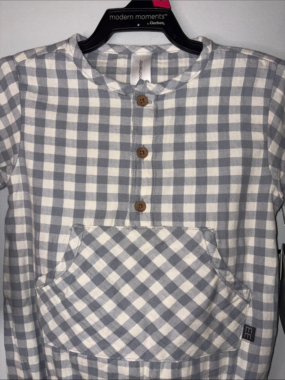 NWT Gray and White Gingham Baby Romper 18 Months